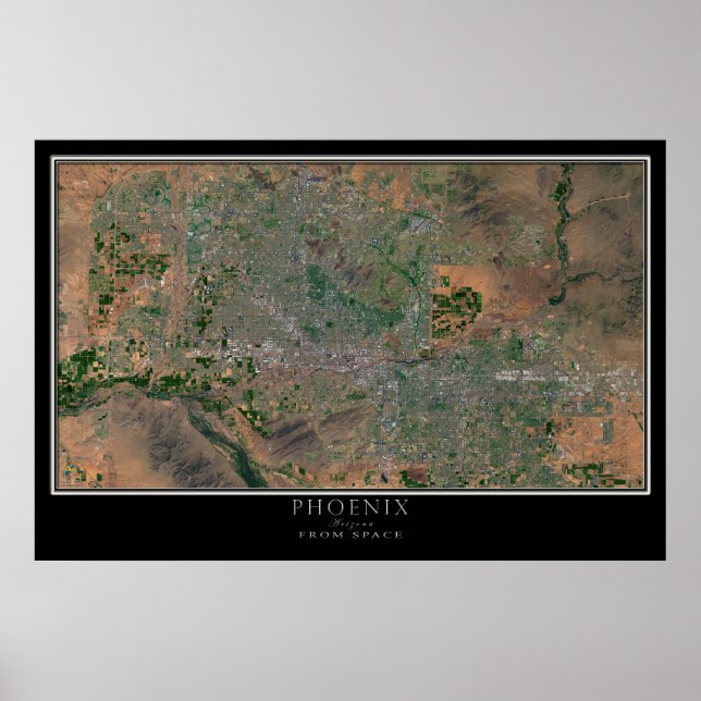 Póster Mayor Phoenix Arizona del mapa de satélites espaci (Frente)