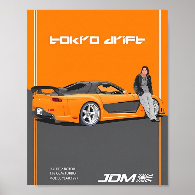 Póster Mazda RX-7 FD3S 2-Rotor Especificaciones (Frente)