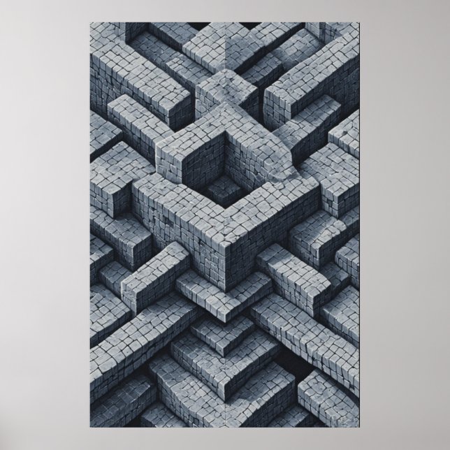 Póster Maze 3D: Cubos geométricos en perspectiva (Frente)