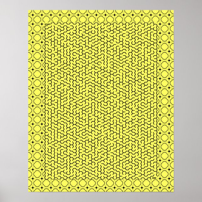 Póster Maze de hexágono amarillo (Frente)