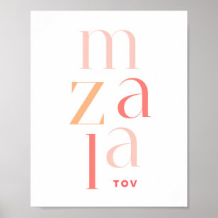 Póster Mazel Tov felicita al hebreo rosado