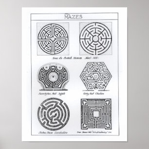 Póster Mazes, c.1900 (engraving) (b/w photo)