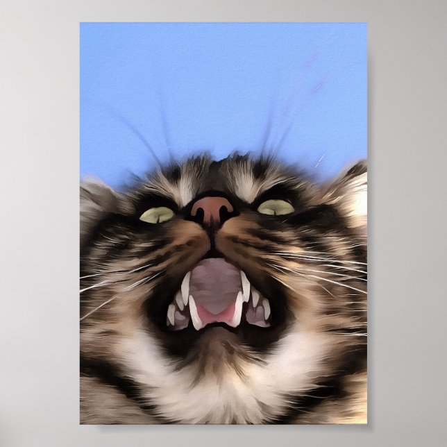 Póster Mazo De Plaintiva De Una Pintura Acrílica De Gato  (Frente)