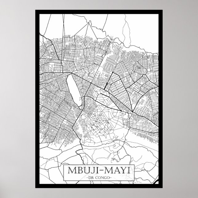 Póster Mbuji-Mayi Democratic Republic of the Congo Map (Frente)