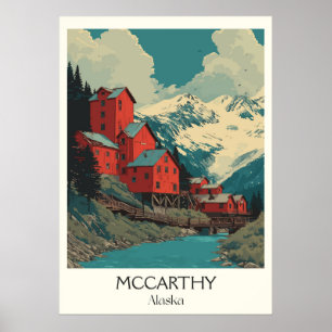 Póster McCarthy Alaska Pueblo Histórico de Cobre