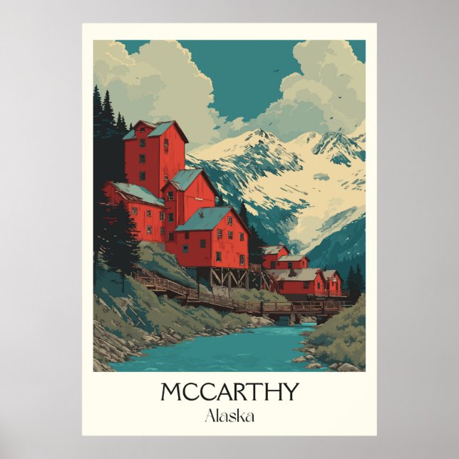 Póster McCarthy Alaska Pueblo Histórico de Cobre (Frente)