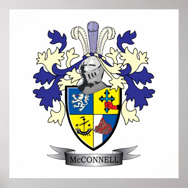 Póster McConnell Family Crest Coat of Arms (Frente)