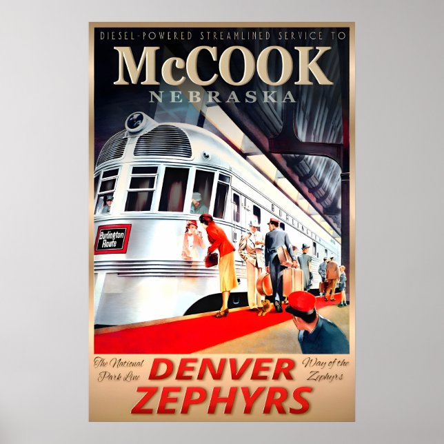 Póster McCook Nebraska Denver Zephyrs Burlington Route (Frente)
