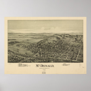 Póster McDonald Pennsylvania 1897 Antique Panoramic Map