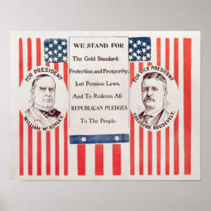 Póster McKinley Y Poster Electoral De Roosevelt - 1900