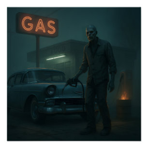 Póster MCM Zombie Gas Station Art