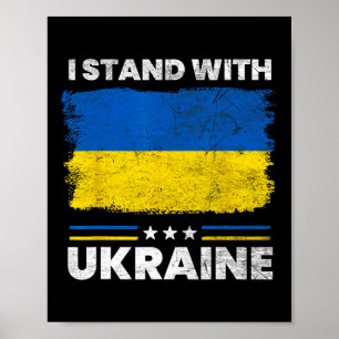 Póster Me apoyo con la bandera de Ucrania - Bandera ucran