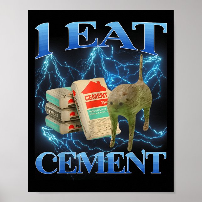 Póster Me Como Cement Gracioso Cat Memes Internet Gracios (Frente)