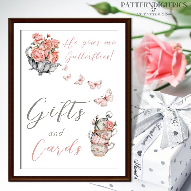 Póster Me da mariposas regalos de flores de té rosado de  (Subido por el creador)