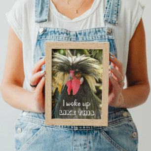 Póster Me desperté así Gallina Pelo Malo Meme