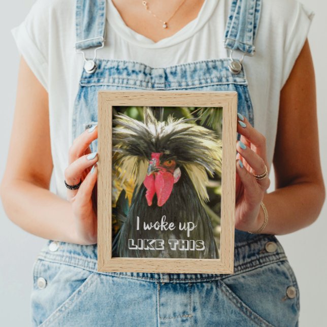 Póster Me desperté así Gallina Pelo Malo Meme (In Situ Framed)