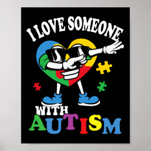 Póster Me Encanta Alguien Con Autismo Dabbing Hearts Kids