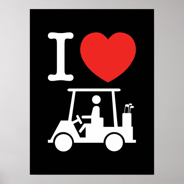 Póster Me encanta (amo) el carrito de golf (Frente)