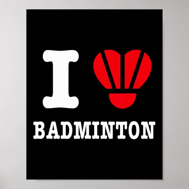 Póster Me encanta Badminton Tee - Funny Shuttle Heart Par (Frente)