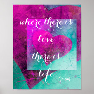 Póster Me encanta citar a Gandhi poster con corazones