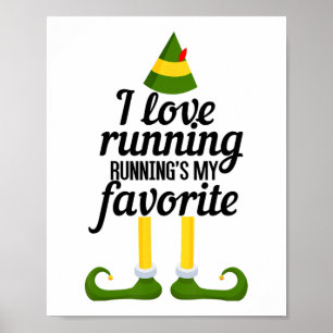 Póster Me encanta correr, correr es mi divertida Navidad