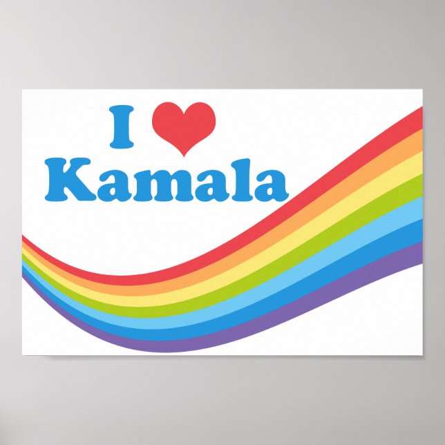 Póster Me encanta el arcoiris electoral lindo de Kamala (Frente)