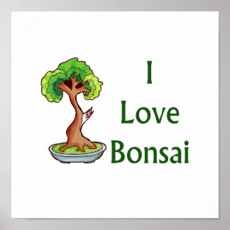 Póster Me encanta el bonsai en el gráfico de shari de tex