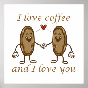 Póster Me encanta el café y te amo