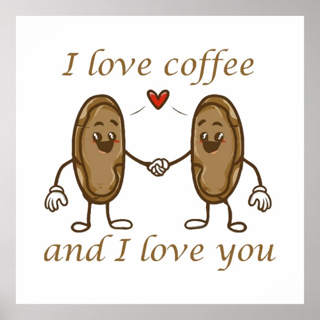 Póster Me encanta el café y te amo (Frente)