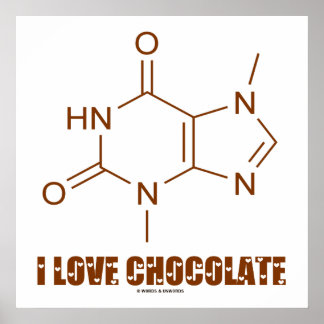 Póster Me encanta el chocolate (Molécula química de la te
