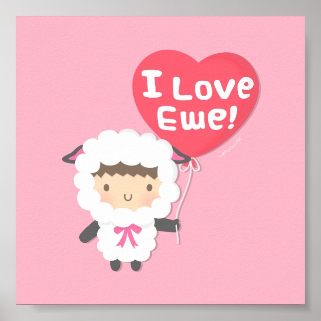 Póster Me Encanta El Humor De Ewe Cute Sheep Pun (Frente)