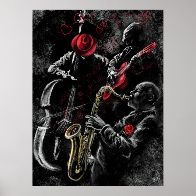 Póster Me encanta el Poster de música jazz - pintura (Frente)