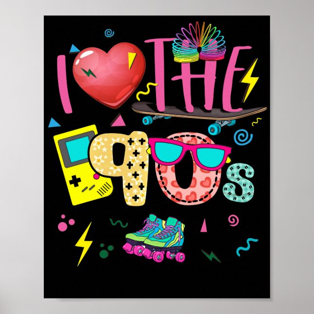 Póster Me encanta el traje Fiesta 90er retro (Frente)