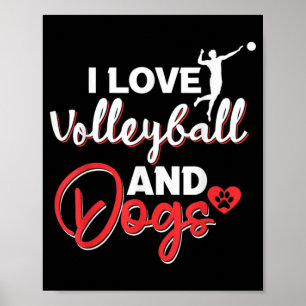 Póster Me encanta el voleibol y los perros
