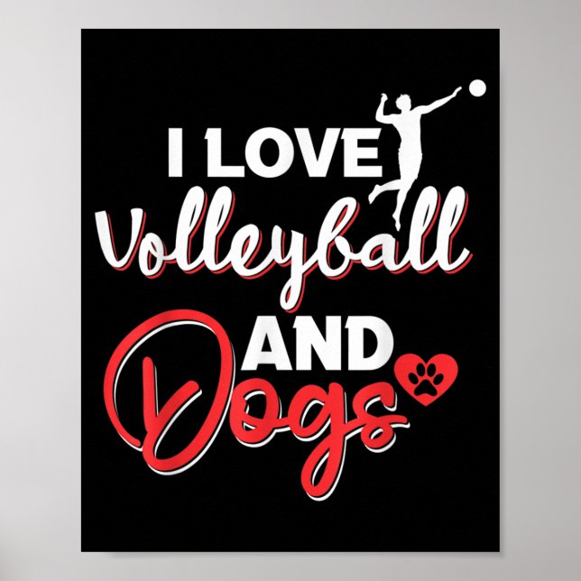 Póster Me encanta el voleibol y los perros (Frente)