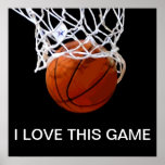 Póster Me Encanta Este Juego Poster De Baloncesto<br><div class="desc">Me Encanta Este Juego. Popular Deportes - Imagen de la pelota de baloncesto.</div>