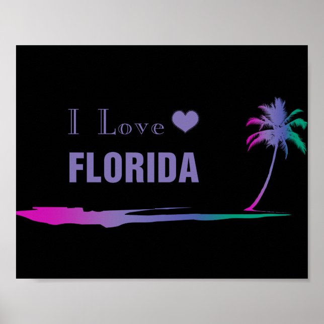 Póster Me encanta Florida Poster morado colorido (Frente)