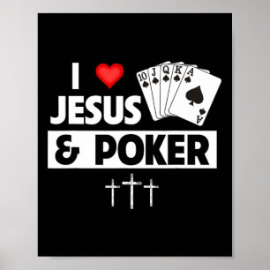Póster Me Encanta Jesús Y Las Tarjetas De Poker Royal Flu