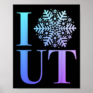 Póster Me encanta la nieve de Utah Flake Winter Sports Sk