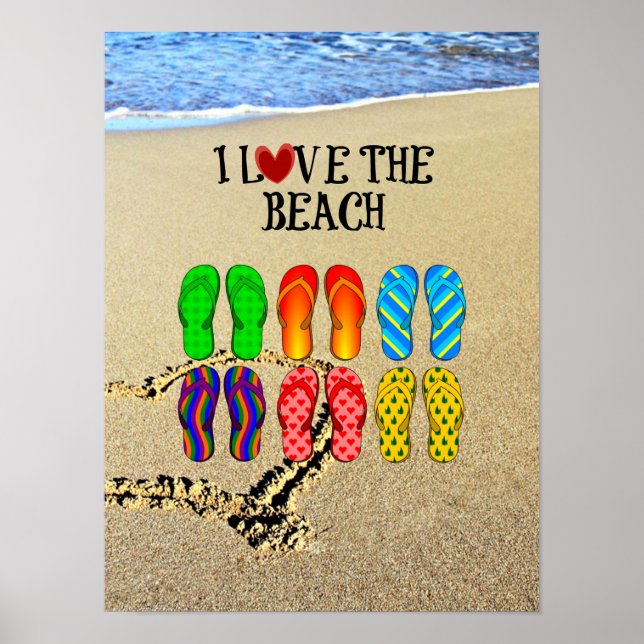 Póster Me encanta la playa, las sandías en la arena (Frente)