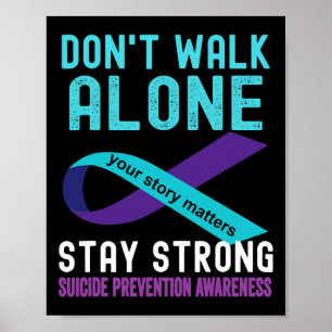 Póster Me encanta la prevención del suicidio Verde azulad
