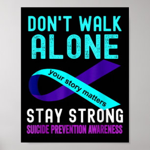 Póster Me encanta la prevención del suicidio Verde azulad