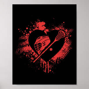 Póster Me encanta Lacrosse Funny Lacrosse Player Valentin