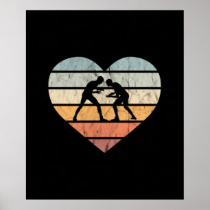 Póster Me encanta luchar contra el corazón retro