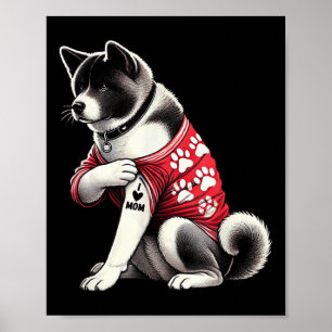 Póster Me Encanta Mamá Tattoo Akita Mamá Para Mujeres
