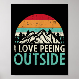 Póster Me encanta orinar fuera Puesta de sol Retro Campin