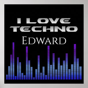 Póster Me encanta Techno