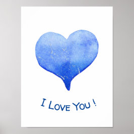 Póster Me Encanta Tu Corazón Azul Cute Valentine