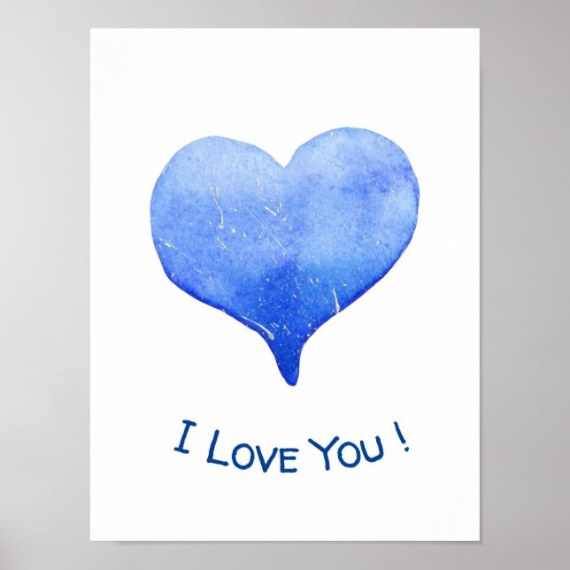 Póster Me Encanta Tu Corazón Azul Cute Valentine (Frente)