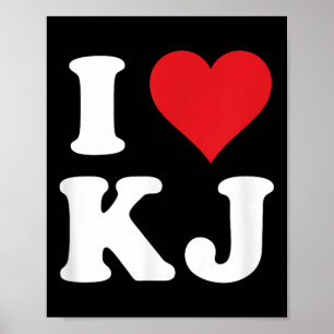 Póster Me Encantan Las Iniciales De Kj Que Corazón K.j. N